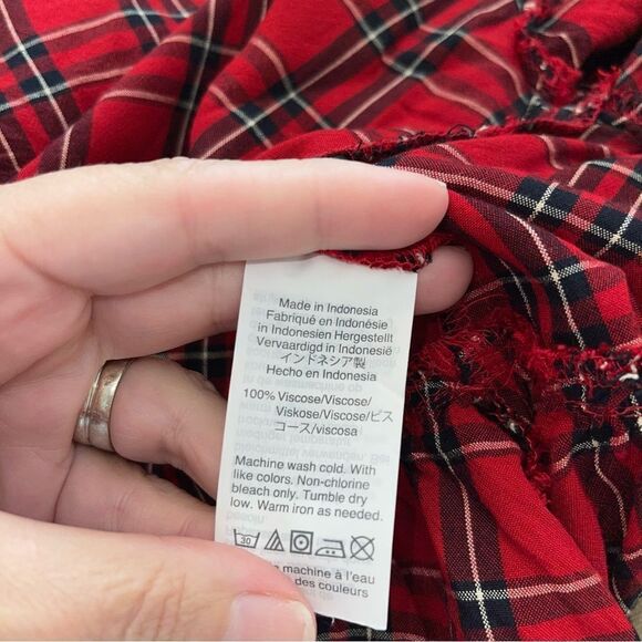 Madewell Plaid Red Ruffle Button Down Top Blouse XS - Picture 3 of 3